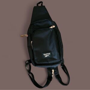 NEW Reebok Cosmos Black Sling Bag with Rose Gold Accents
